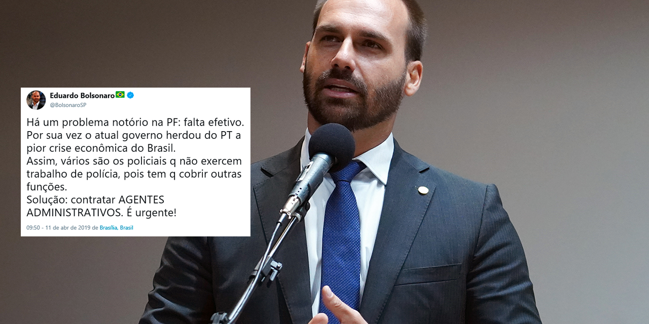 Eduardo Bolsonaro pede ao governo contratação de agentes administrativos para a PF