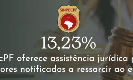 13,23% – SINPECPF OFERECE ASSISTÊNCIA JURÍDICA PARA SERVIDORES NOTIFICADOS A RESSARCIR AO ERÁRIO